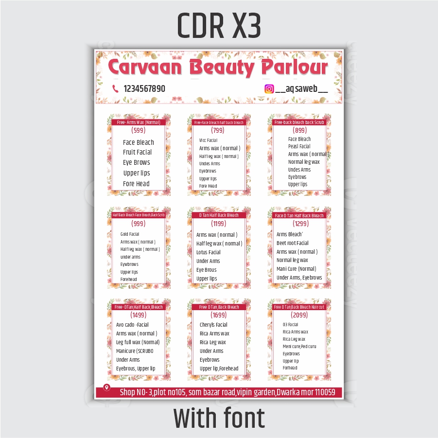 beauty-parlour-menu-card Beauty parlour menu card flayer design cdr file