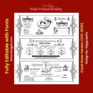 Hindu Premium Wedding card Design With Fonts CDR