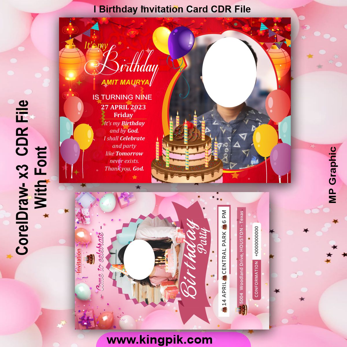 Birthday Invitation Card CDR File