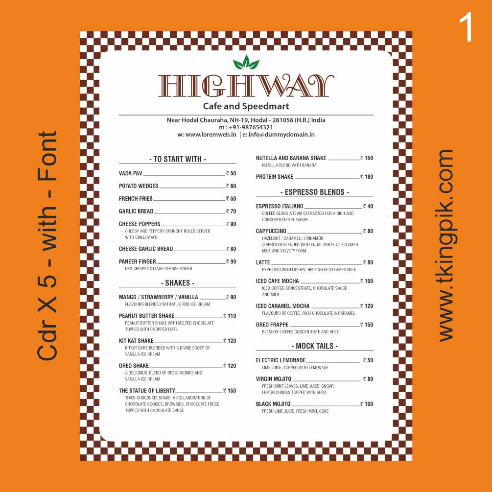 Modern cafe menu template cdr