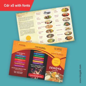 Trifold caterers menu card cdr