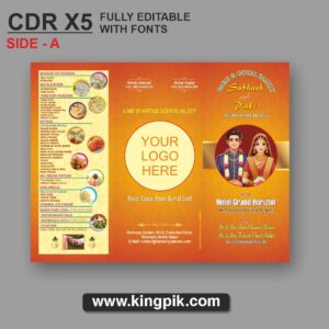 Caters Menu Card Both Side Three Fold cdr Design