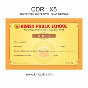 School Competition Certificate Design cdr