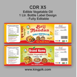 Vegetable Cooking Oil Packaging Label Design cdr
