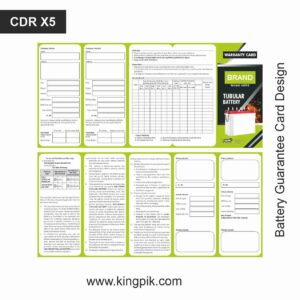 Battery guarantee fold card design cdr