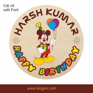 Happy Birthday Sticker Round Label Template cdr