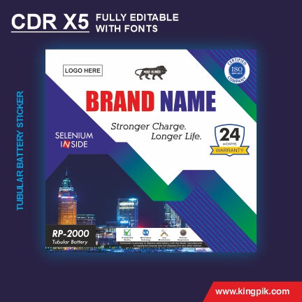 Multicolor tubular battery sticker design cdr