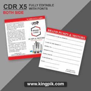 Pumps Motors Warranty Card Editable Design cdr