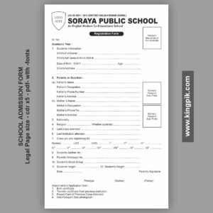 School Admission Registration Form Editable Template cdr