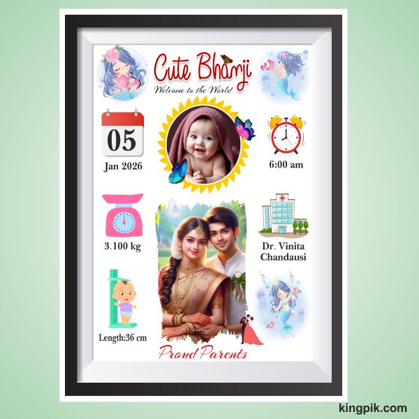 Customised baby photo frame with details cdr file Customised baby photo frame with details cdr file