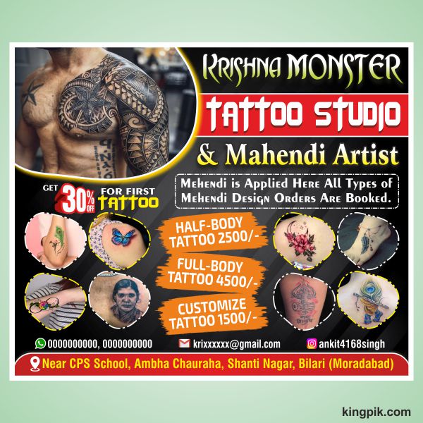 Tattoo and mehendi artist banner design cdr file