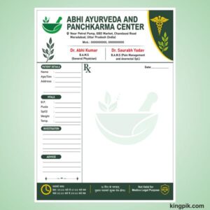 Ayurvedic hospital letter Pad design cdr file