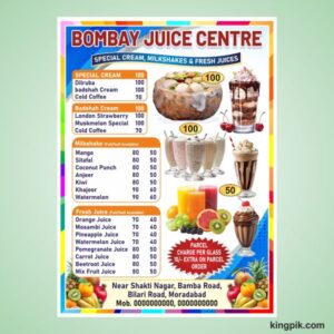 Fresh fruit juice menu card design cdr file