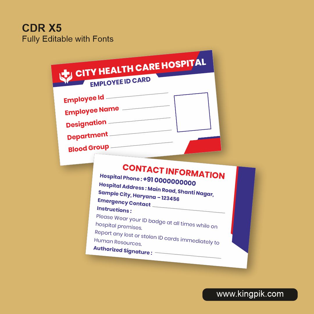 Hospital Employee ID Card CDR Design