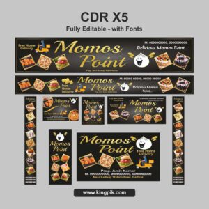 Momos Point Food Branding Flex Set Design CDR